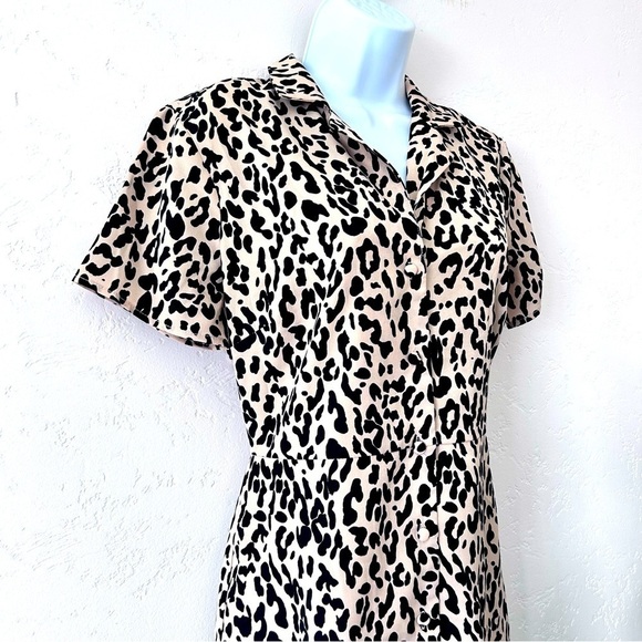LULUS Ashlyn Taupe Leopard Print Midi Shirt Dress size Medium NWOT - Picture 6 of 14
